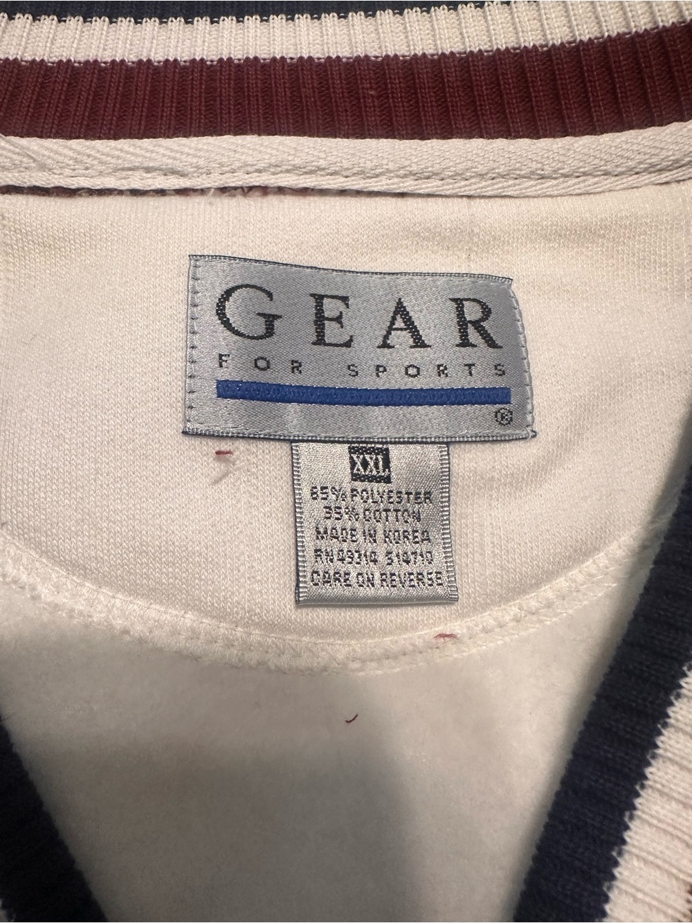 GEAR For Sports White V-Neck Chevrolet Logo Sweater with Navy Burgundy Size XXL - Picture 6 of 7